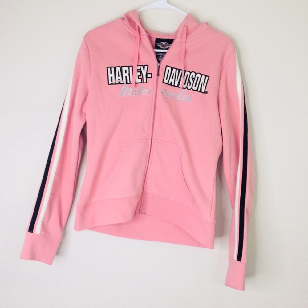 Harley Davidson pink zip up hoodie size large nwot